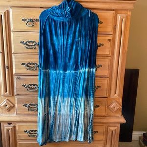 Strapless jersey tie dye maxi dress.